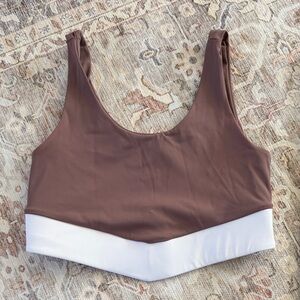 Body Language Brown/Plum and White Sports Bra